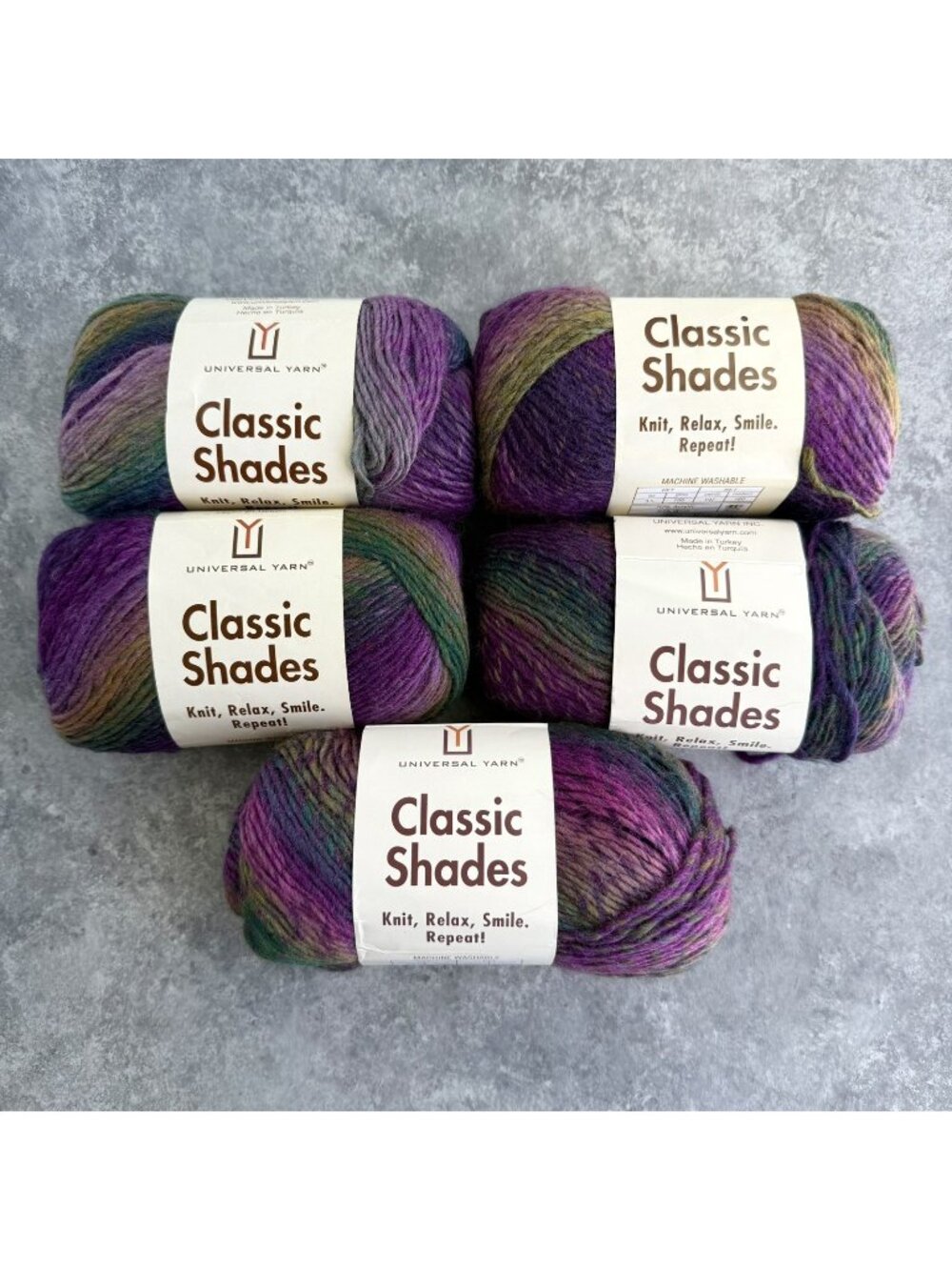 5 Universal Yarn Classic Shades GRAPEVINE 711 Acrylic Wool Blend 3.5 oz Lot NEW